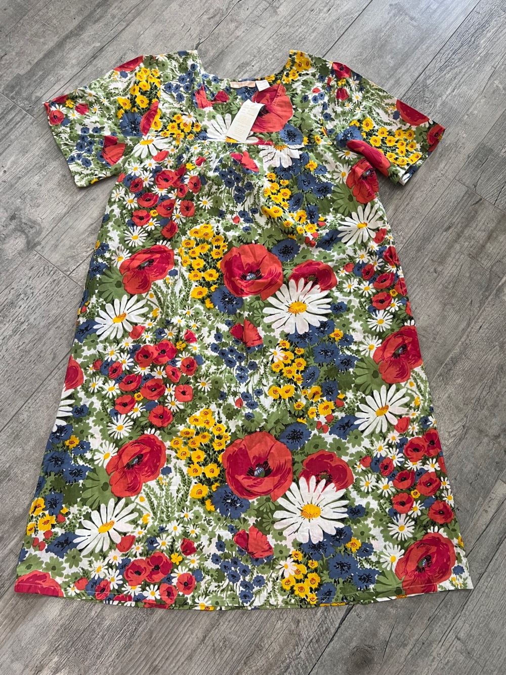 NWT La Cera Floral Pop Cottagecore 100% Cotton Midi Dress Sz XL